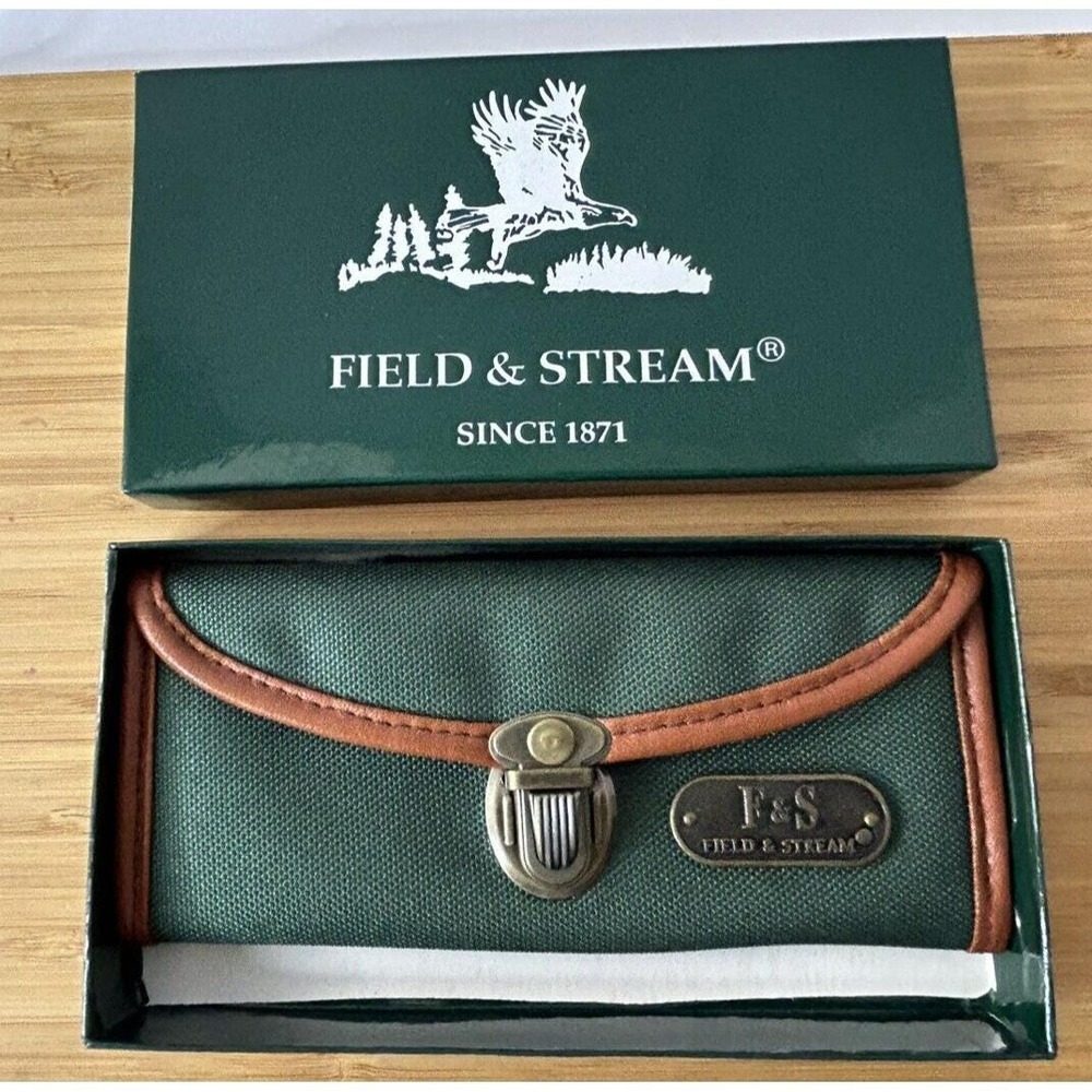 Vintage Field & Stream Canvas Green Eyeglass Case with Belt Loop in Original Box